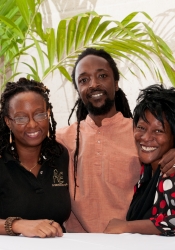 Linda M. Deane (left) with fellow workshop presenters Phelan Lowe and Barbara Sandiford—storytellers all. [Photo courtesy: The Barbados Association of Reading.]