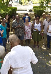The Bridgetown Literary Tour (a collaboration between ArtsEtc and future Poet Laureate Esther Phillips) makes a stop at the home of the late Frank Collymore and is entertained by his widow Ellyce
