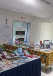 The National Cultural Foundation's book booth at Carifesta XIII, Barbados, 2017.