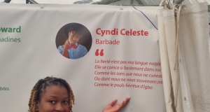 Barbadian poet Cyndi Celeste at the Marché de la poésie in Paris, France, June 2023.