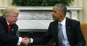 Trump meeting Obama in the Oval Office, November 2016, post-US elections.