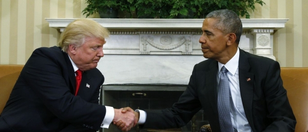 Trump meeting Obama in the Oval Office, November 2016, post-US elections.