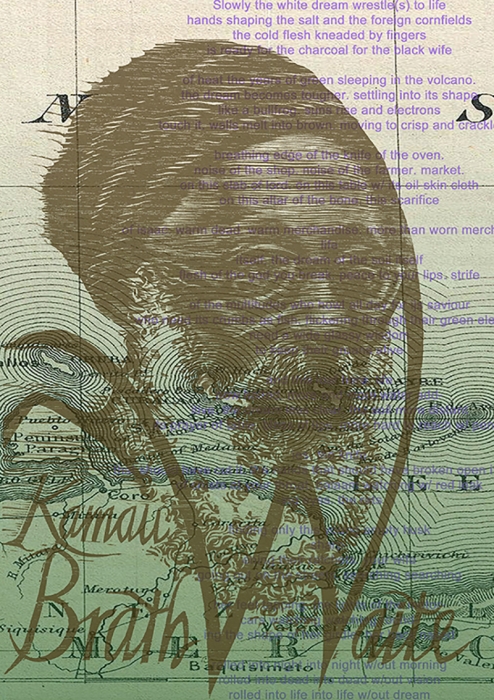 Antonio Martorell, Las Antillas Letradas, 2013, mural, 4’ 4” x 9’; woodcut and digital impression on papel (30 prints). Detail shows Kamau Brathwaite section of mural.