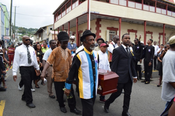 Funeral of St Lucian writer Gandolph St Clair, March 2018.