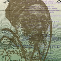 Antonio Martorell, Las Antillas Letradas, 2013, mural, 4’ 4” x 9’; woodcut and digital impression on papel (30 prints). Detail shows Kamau Brathwaite section of mural.