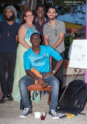 Green Readers 2016: (L-R) Khalid Batson, Katherine Tafari, emcee Keoma Mallet, Ark Ramsay and (seated), visual artist Shakeel Clarke