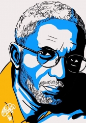 John Robert Lee, St Lucian poet, by St Lucian artist Ted Sandiford, 2019.