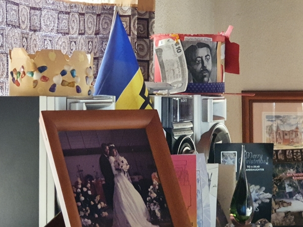 My patriotic, festive TV stand, Christ Church, Barbados, December 2021.