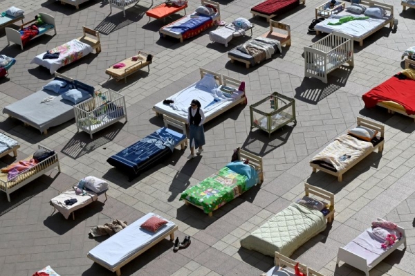 Empty Beds installation in Jerusalem, October 2023.