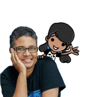 Saint Lucian children's author Dawn French and Peanut, 2022.