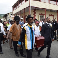 Funeral of St Lucian writer Gandolph St Clair, March 2018.